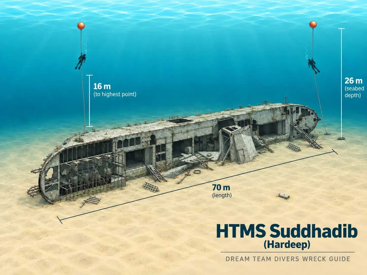 HTMS Hardeep wreck dive site in Samae San